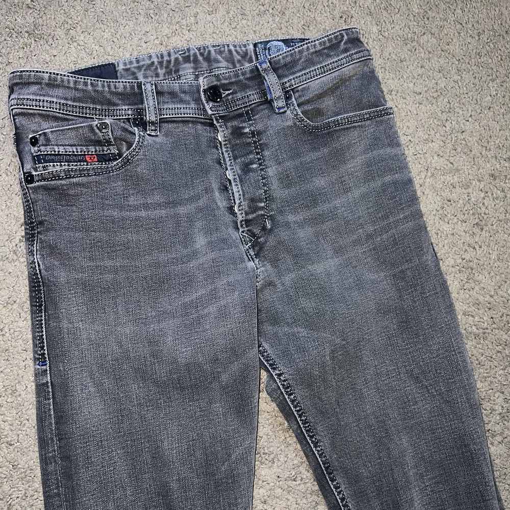 Diesel Tepphar Slim Carrot Jeans Mens 32x34 Black Faded Stretch Denim Button Fly